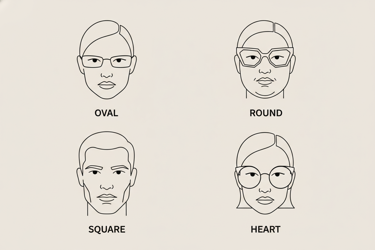 A guide showing the best eyeglass frames for each face shape.