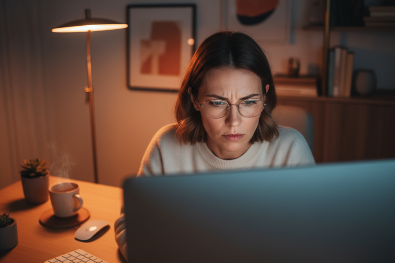 no shes staring at her computer 